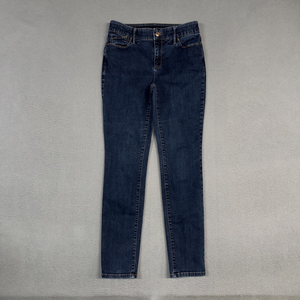 Chicos Jeans Women 0 /4 Blue Straight Leg Stretch Denim Cotton Blend Preppy